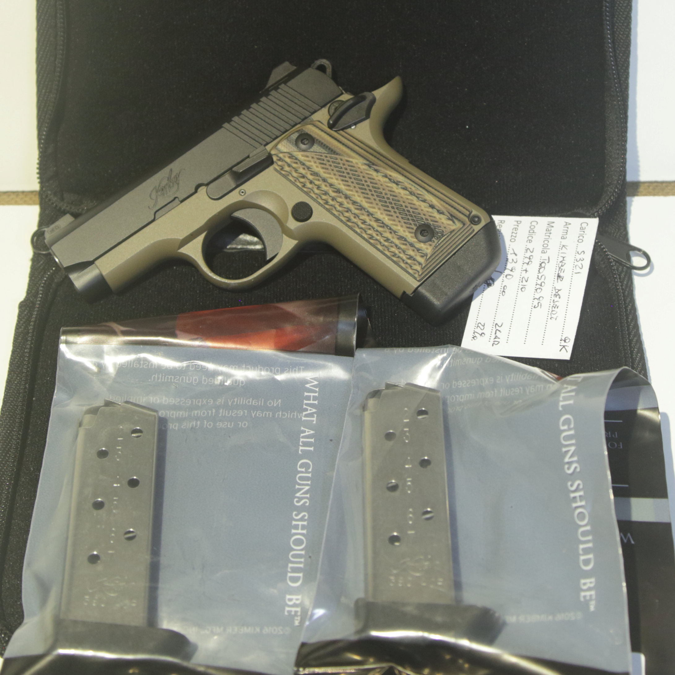 PISTOLA SEMIAUTOMATICA - MARCA KIMBER - MODELLO MICRO DESERT NIGHT - CALIBRO 9 CORTO - 9X17 1254